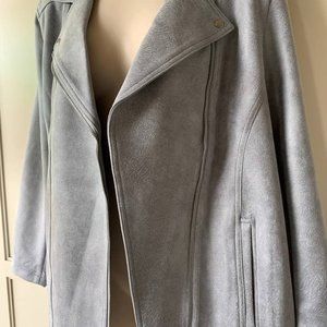 Chico's Faux Suede Elongated Moto Jacket Gray Mist